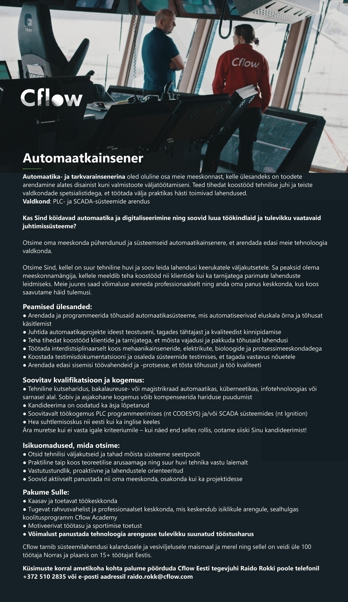 Cflow Estonia OÜ Automaatika- ja tarkvarainsener