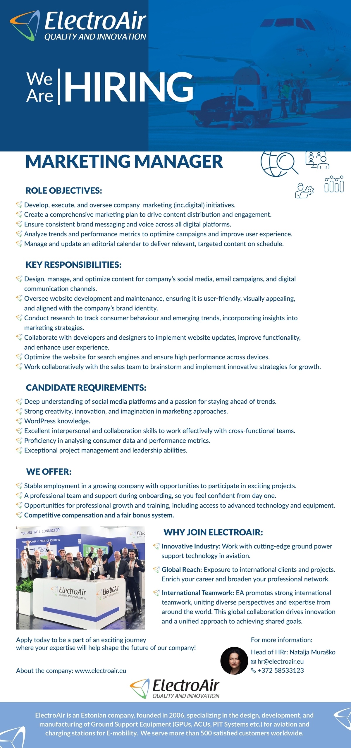 ELECTROAIR OÜ Marketing Manager