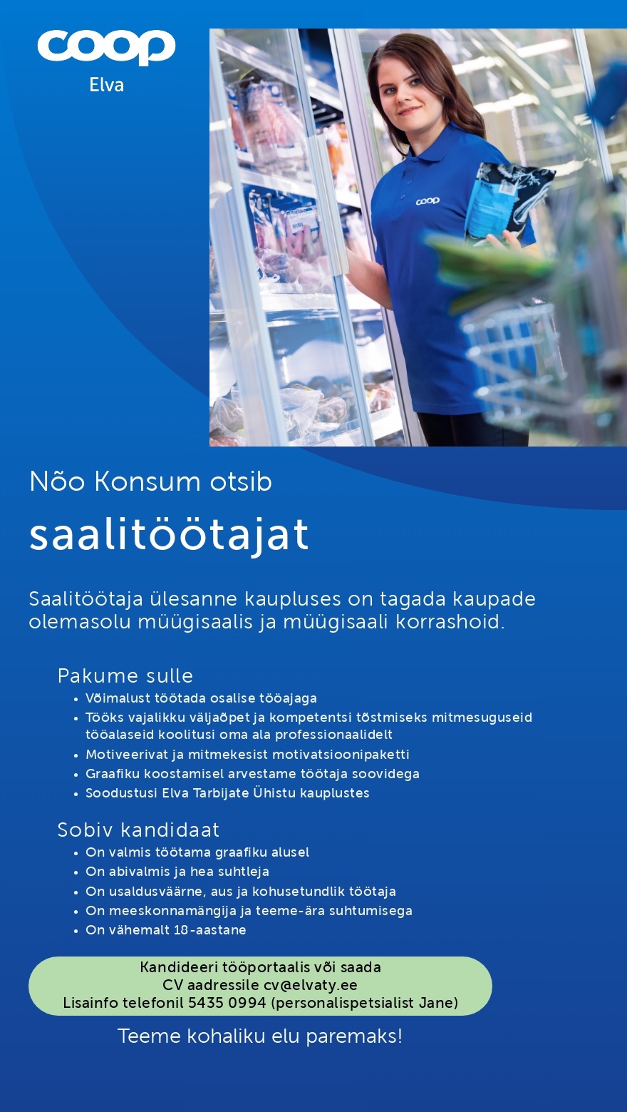 Elva Tarbijate Ühistu Saalitöötaja Nõo Konsumis