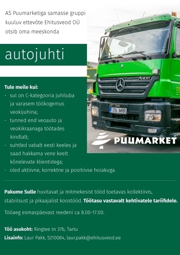 Puumarket AS Autojuht