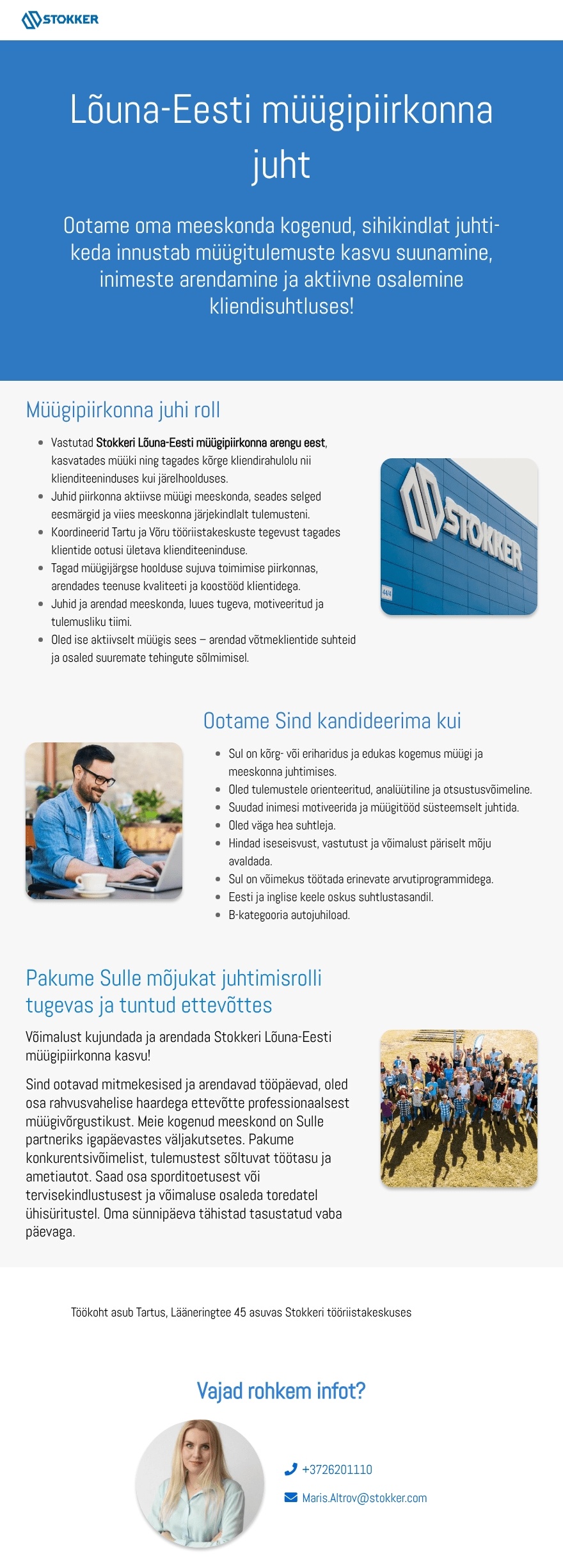 AS Stokker Lõuna-Eesti müügipiirkonna juht