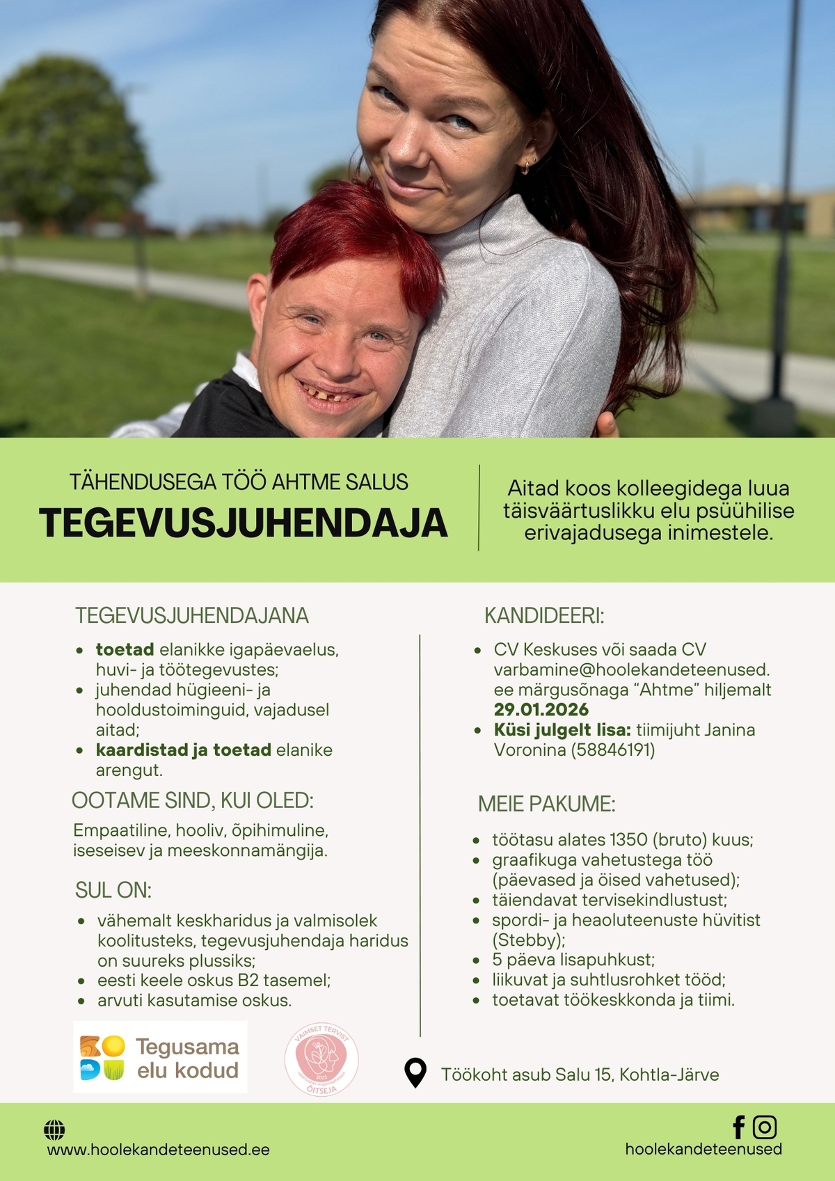 HOOLEKANDETEENUSED AS TÄHENDUSEGA TÖÖ tegevusjuhendajale Ahtme Salus