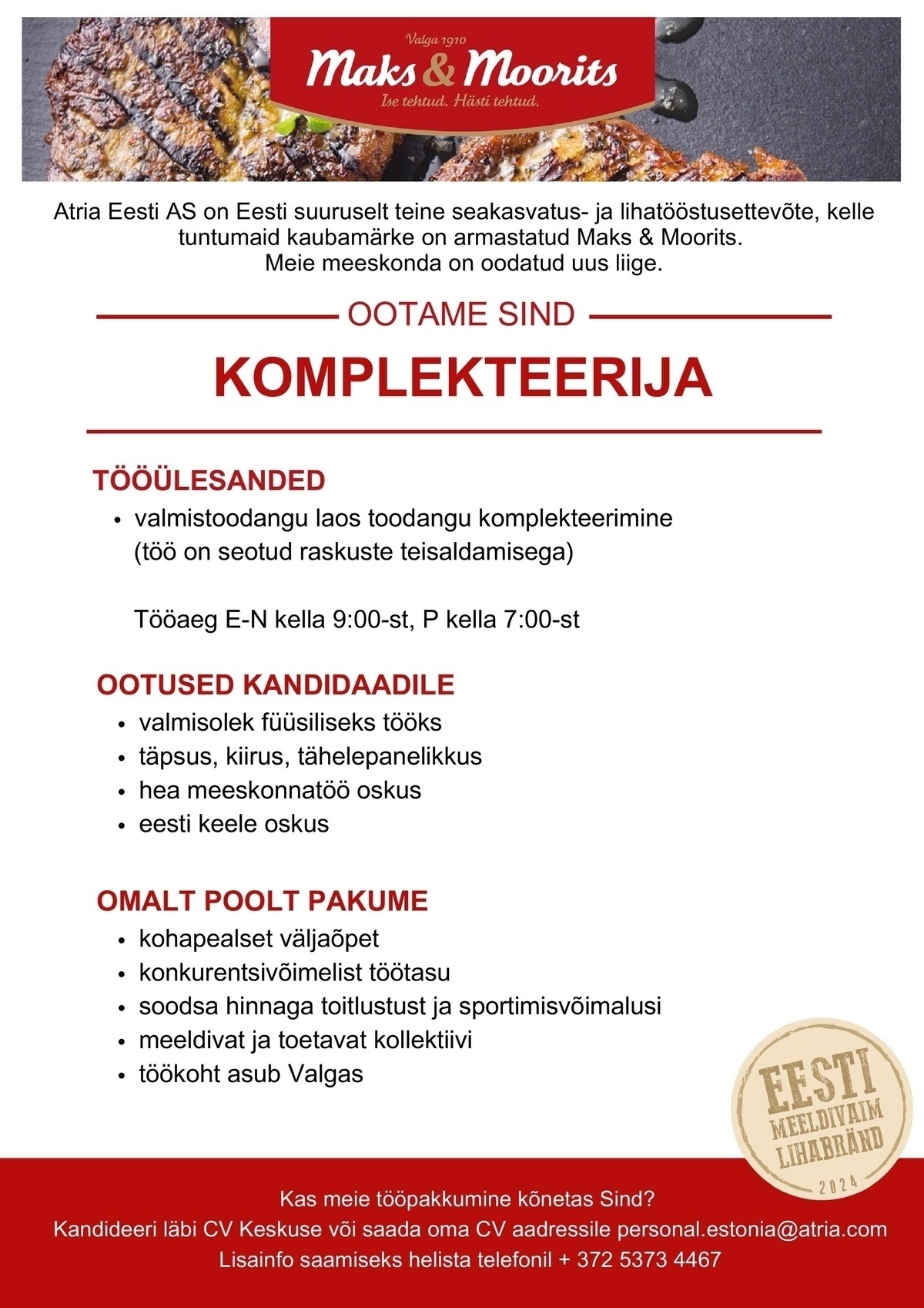 Atria Eesti AS KOMPLEKTEERIJA