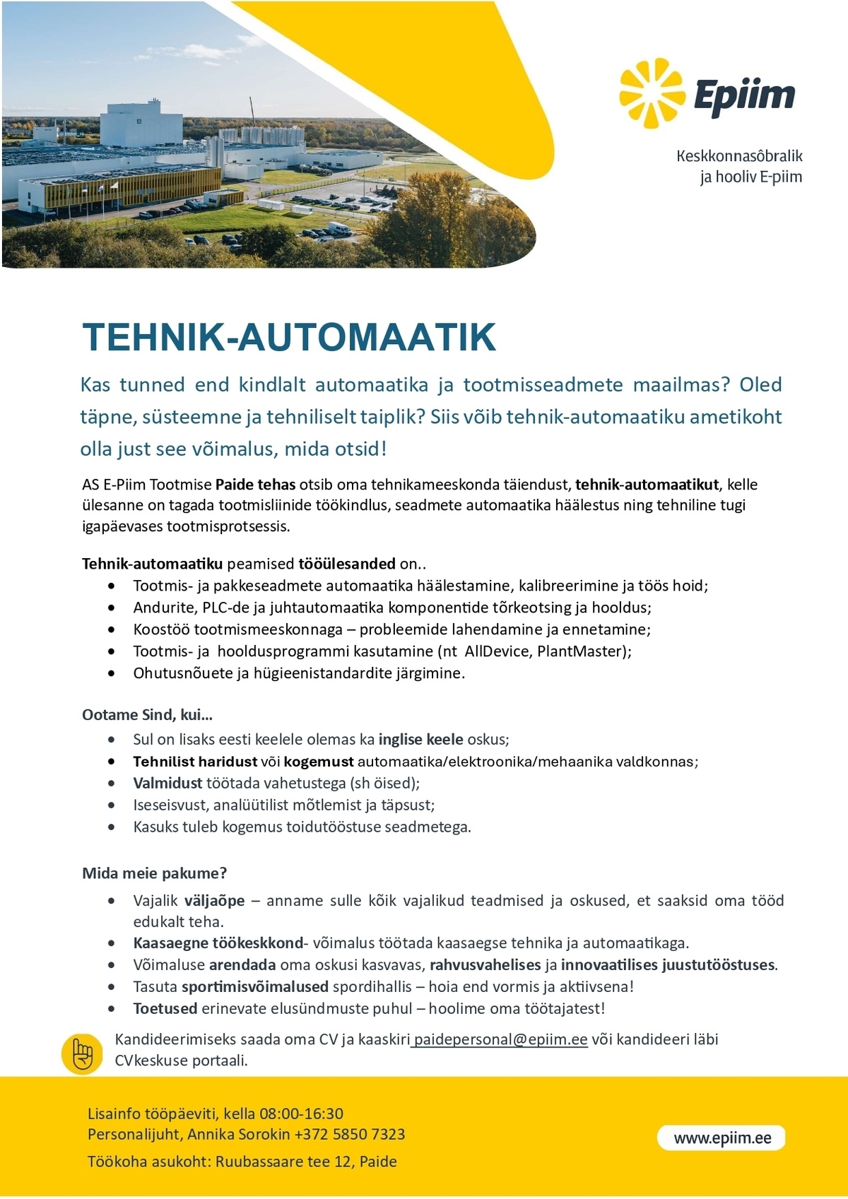 E-Piim tootmine AS Tehnik-automaatik
