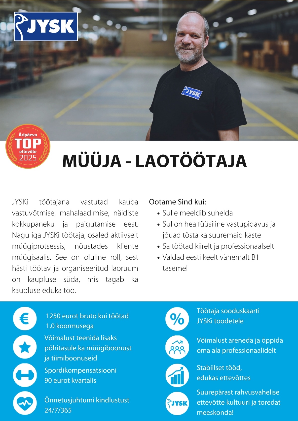 JYSK Linnen'n Furniture OÜ Müüja - laotöötaja Pärnu JYSK