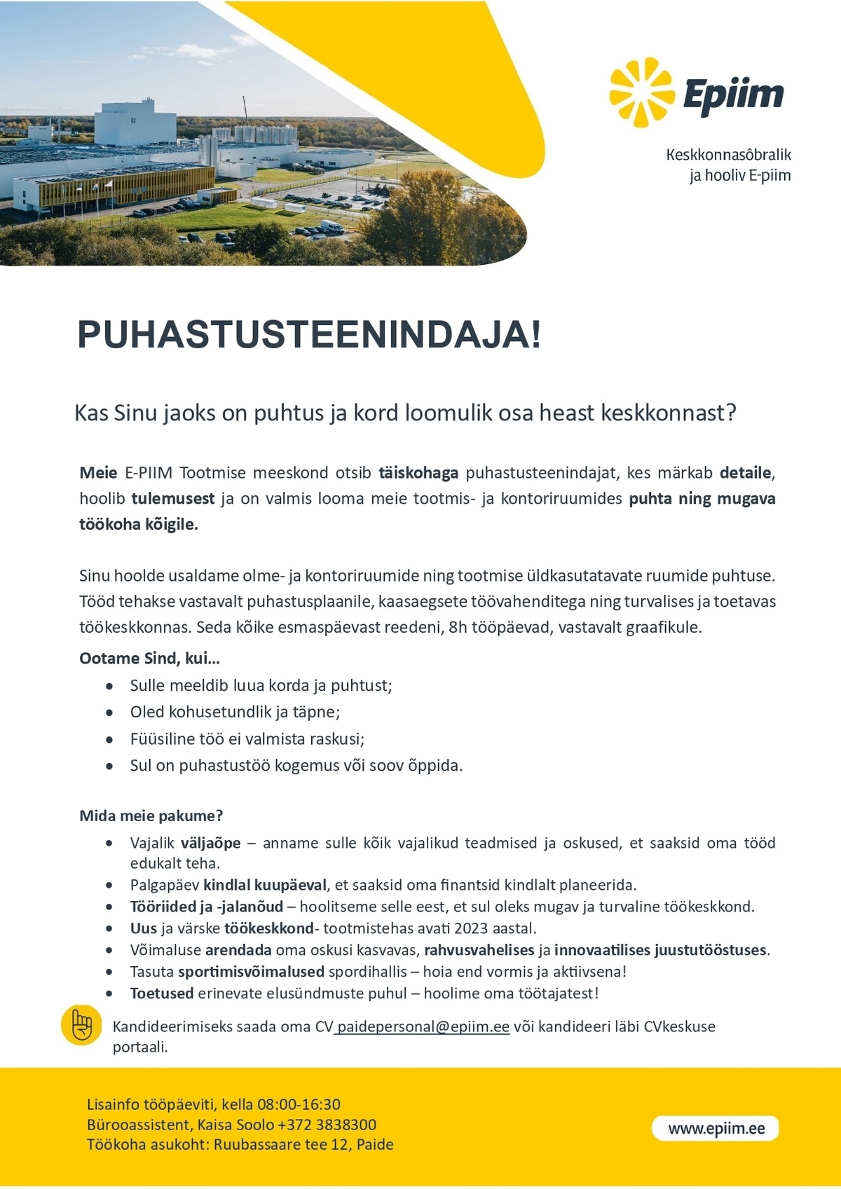 E-Piim tootmine AS Puhastusteenindaja