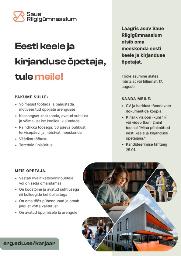 Saue Riigigümnaasium Eesti keele ja kirjanduse õpetaja