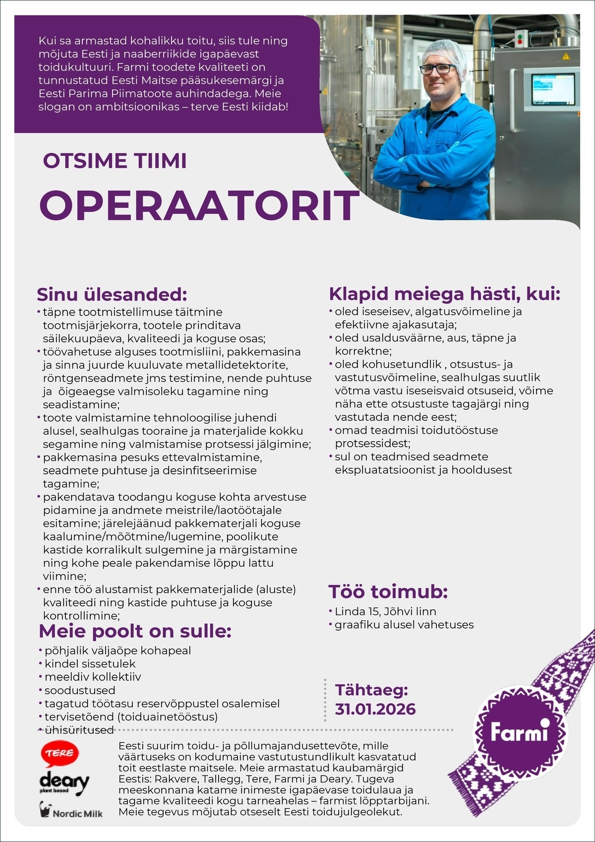 AS Farmi Piimatööstus Operaator