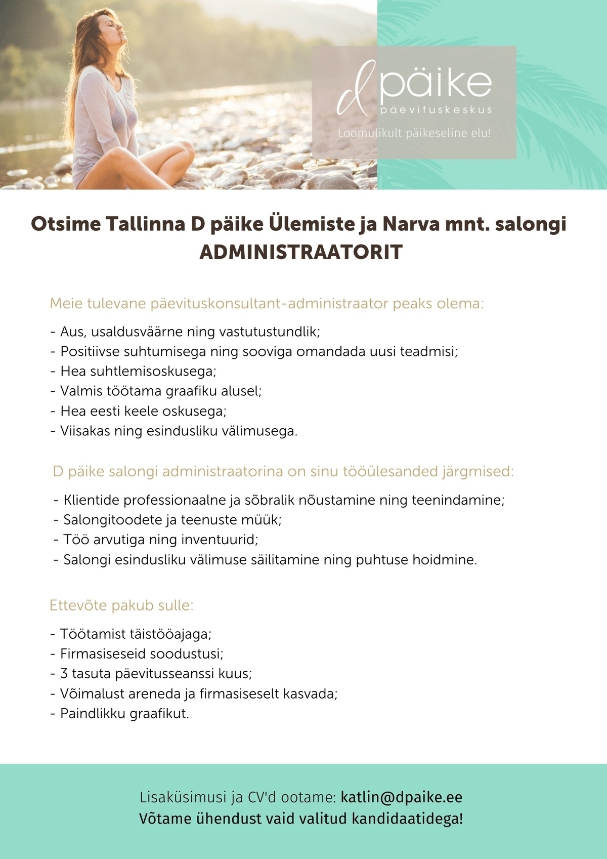 Regentum OÜ Otsime Tallinna D päike Ülemiste ja Narva mnt. salongi ADMINISTRAATORIT