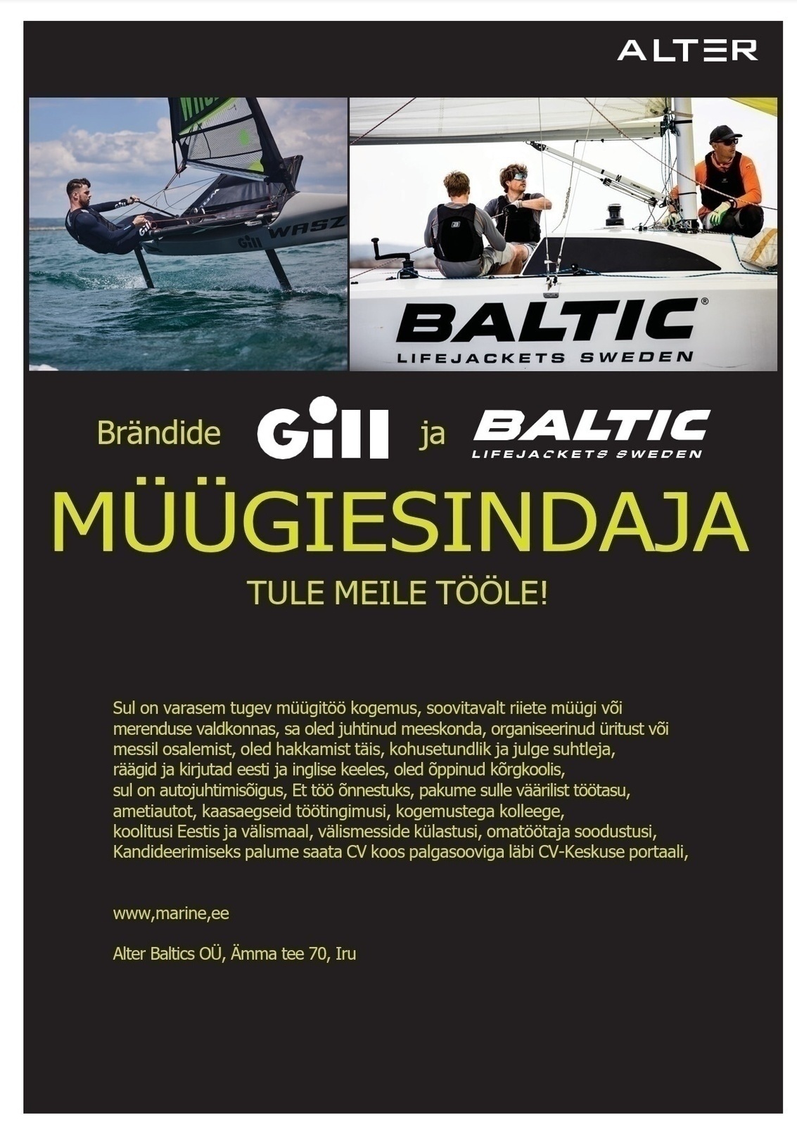 Alter Baltics OÜ Müügiesindaja