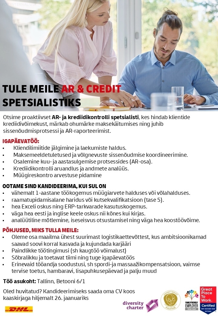 DHL LOGISTICS ESTONIA OÜ AR & Credit Specialist