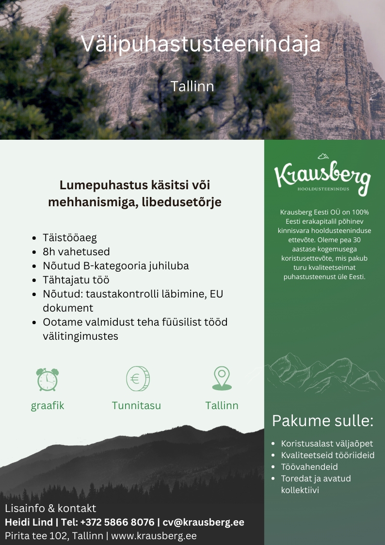 Krausberg Eesti OÜ Välitööde puhastusteenindaja, Tallinn (avalikud territooriumid)