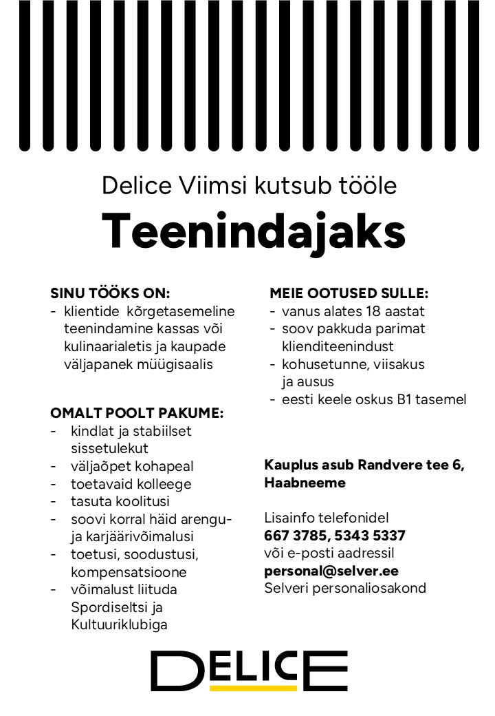Selver Teenindaja Delice Viimsi kaupluses