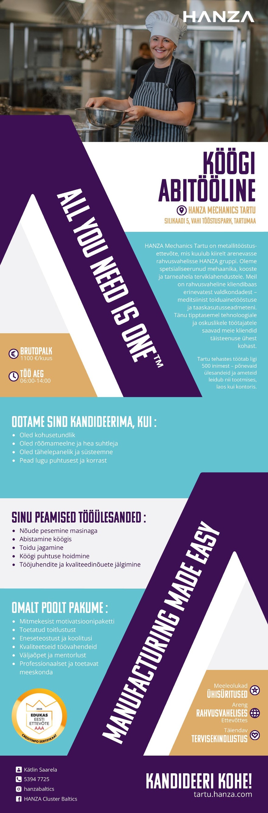 HANZA Mechanics  Tartu AS Köögi abitööline