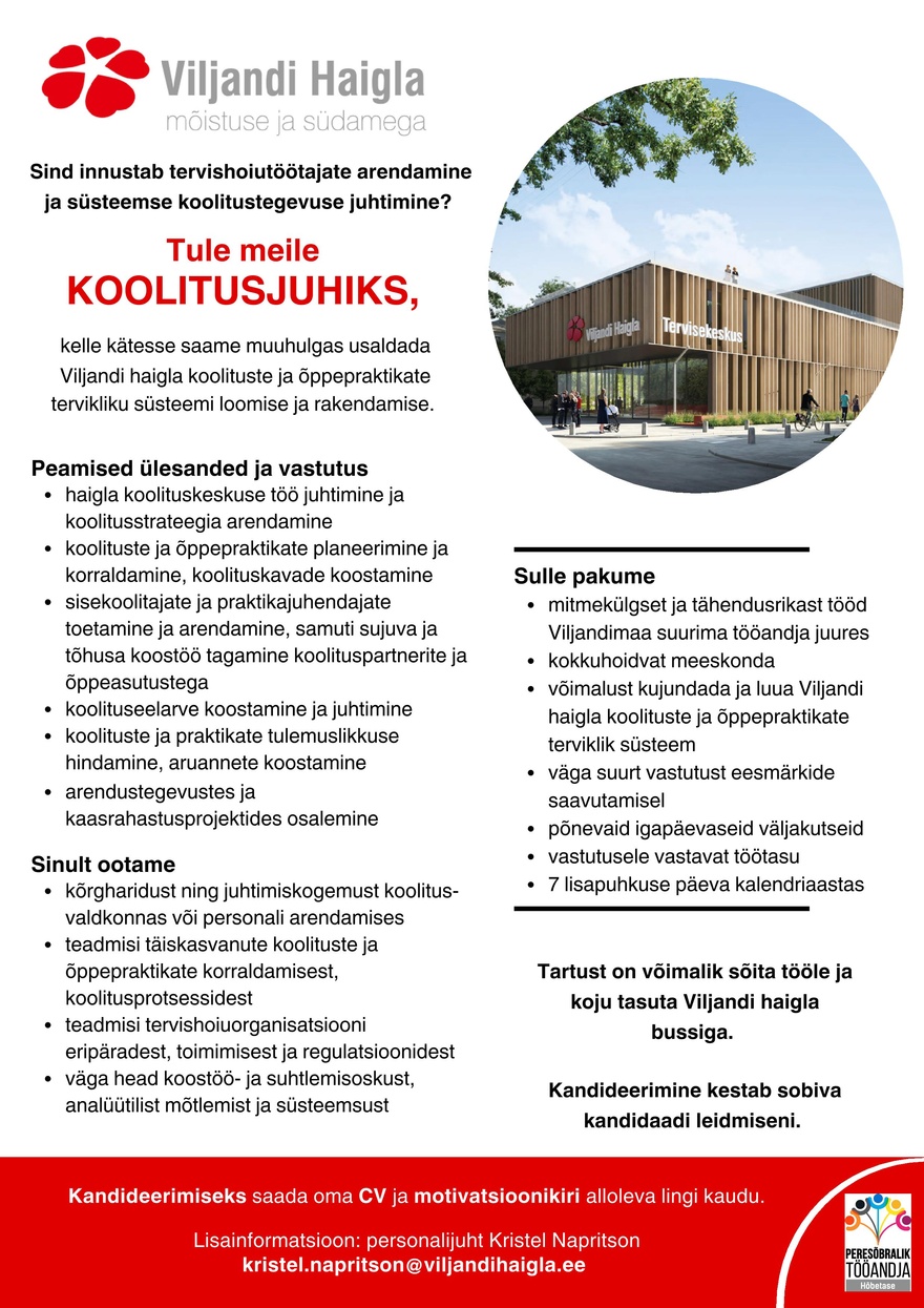 SA Viljandi Haigla Koolitusjuht