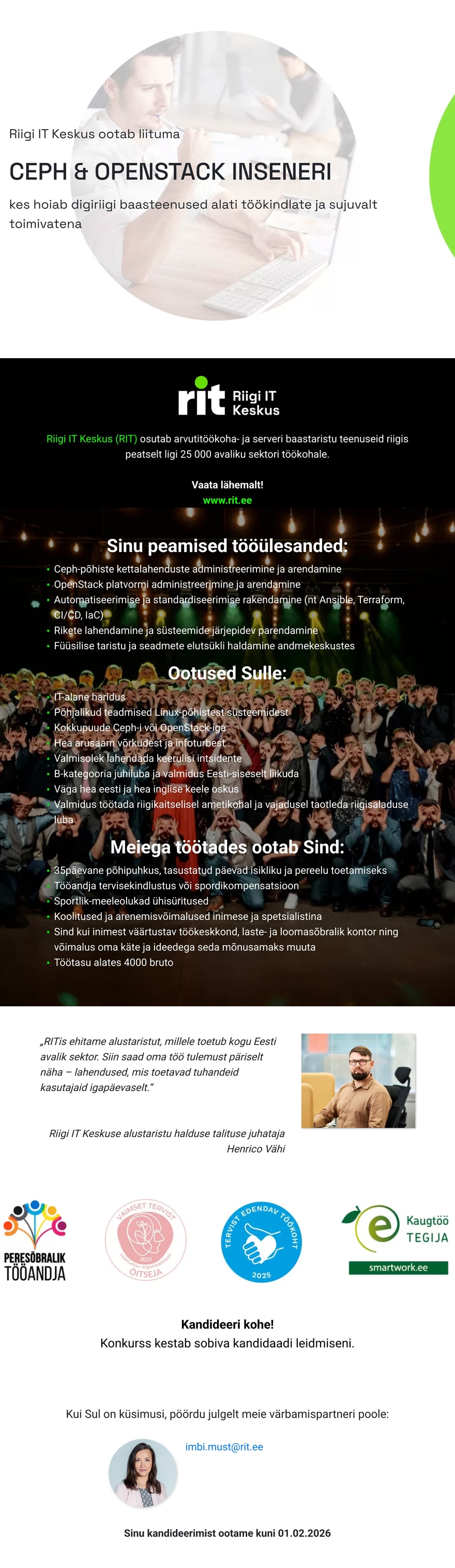 Riigi IT Keskus Ceph & OpenStack insener