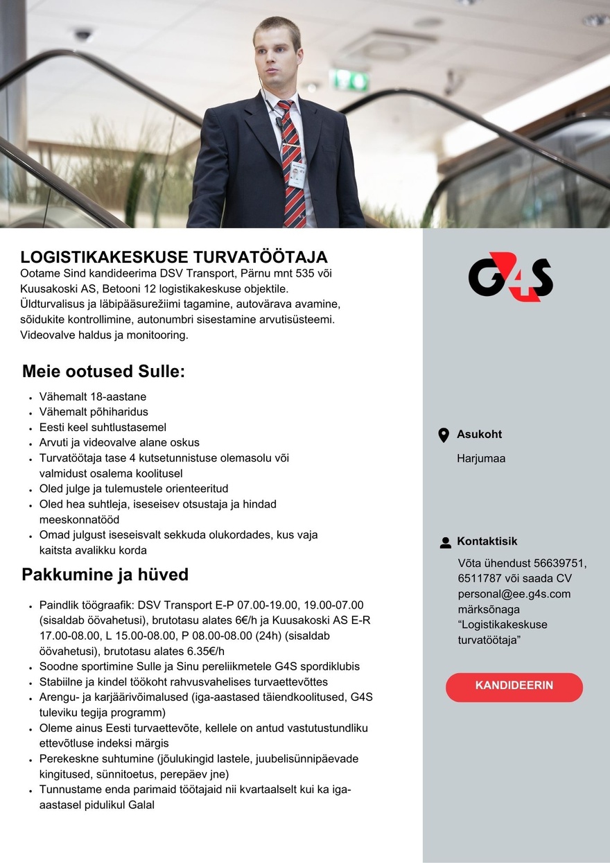 AS G4S Eesti Logistikakeskuse turvatöötaja