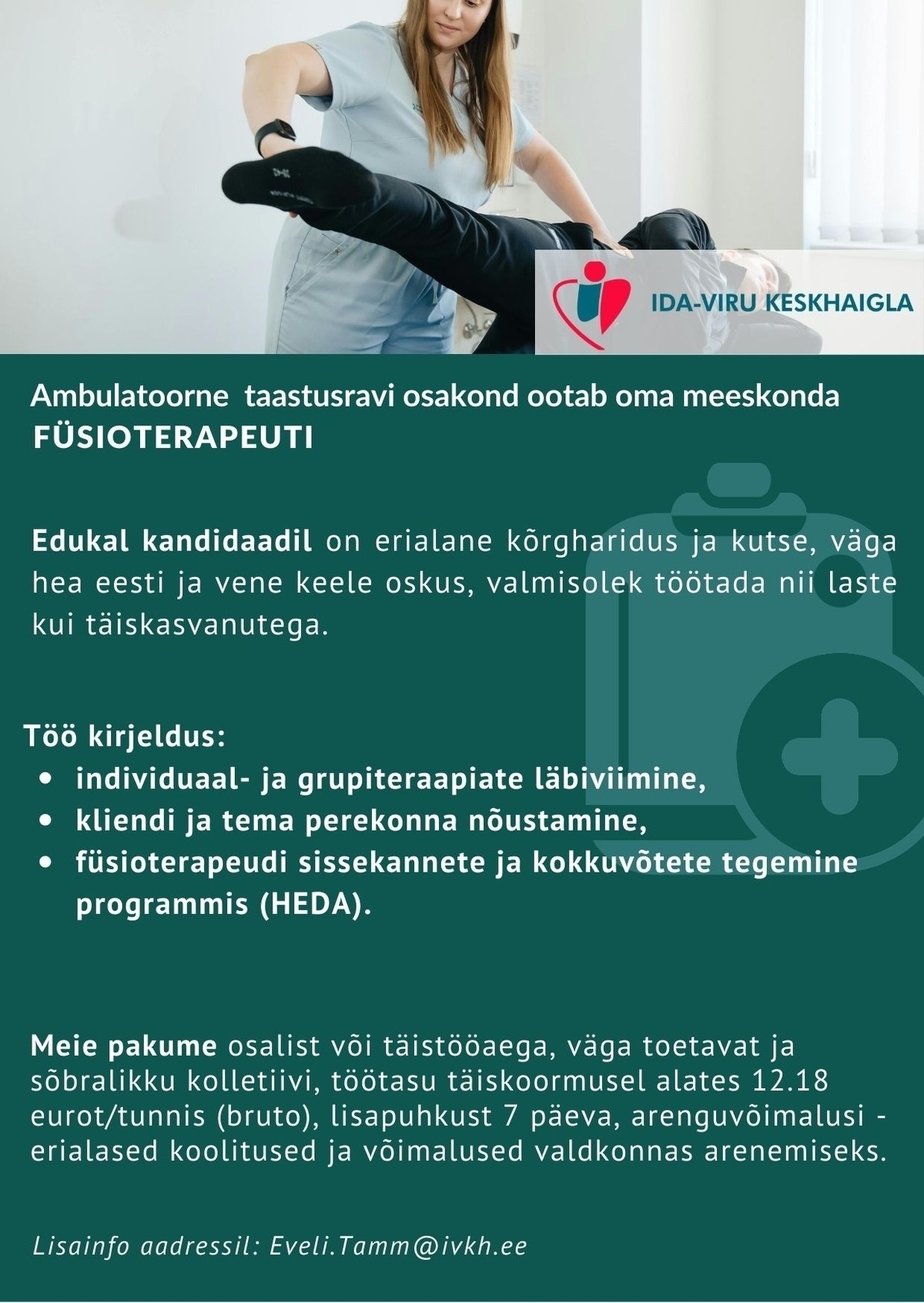 Ida-Viru Keskhaigla SA Füsioterapeut ambulatoorsesse taastustavi osakonda