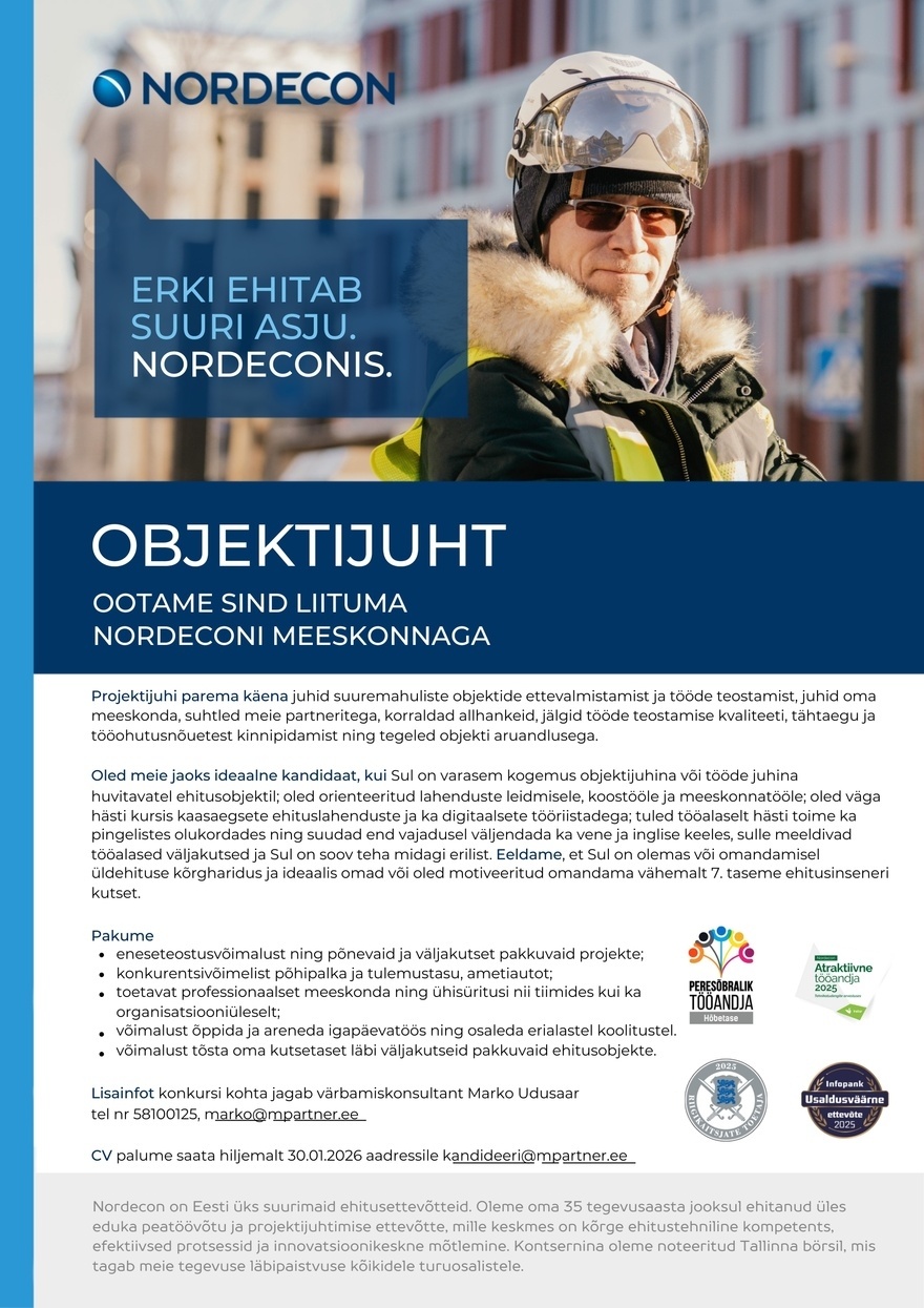 M-Partner HR Ehituse objektijuht