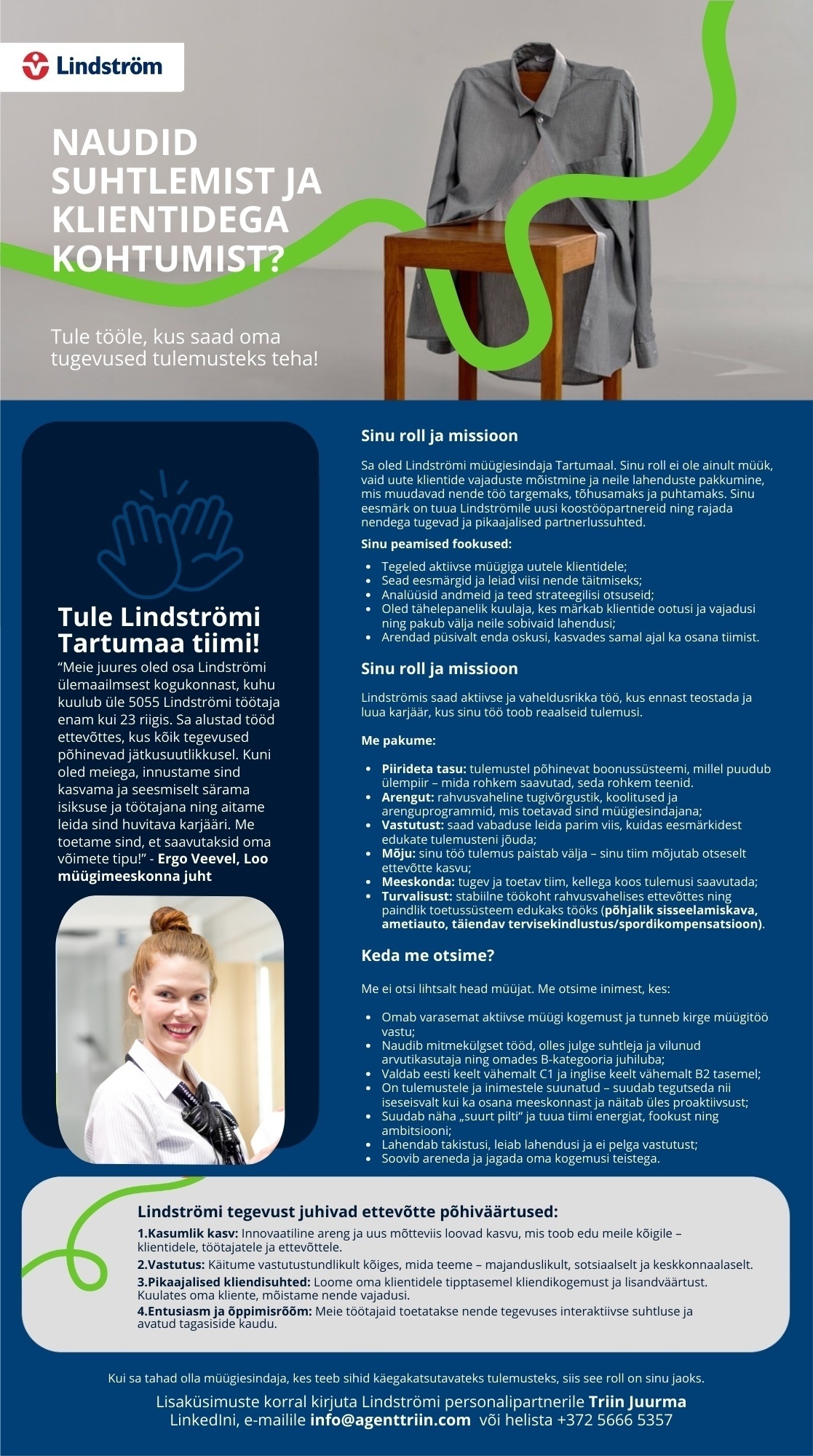 Lindström OÜ B2B Tartumaa müügiesindaja