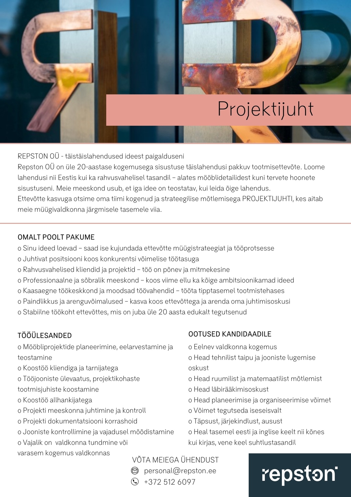 Repston OÜ Projektijuht