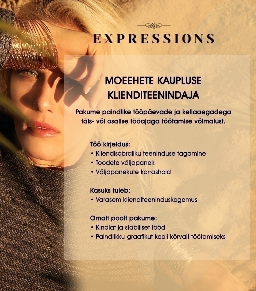 DADA GOPAL OÜ MOEEHETE KAUPLUSE KLIENDITEENINDAJA PÄRNU