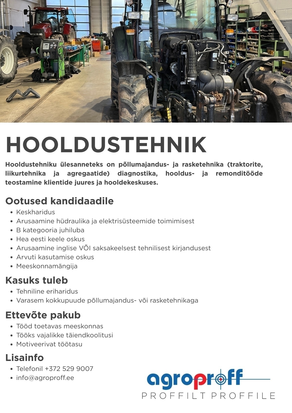 AGROPROFF OÜ Hooldustehnik