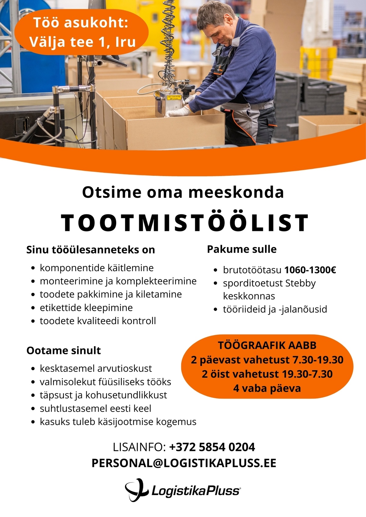 LOGISTIKA PLUSS OÜ Tootmistööline