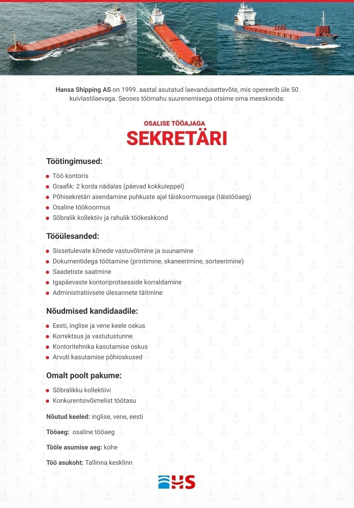 Hansa Shipping AS Sekretär