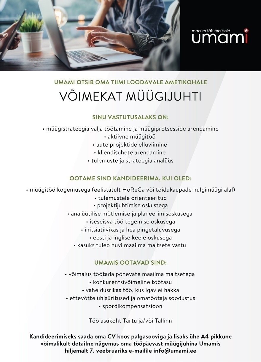 UMAMI OÜ Müügijuht