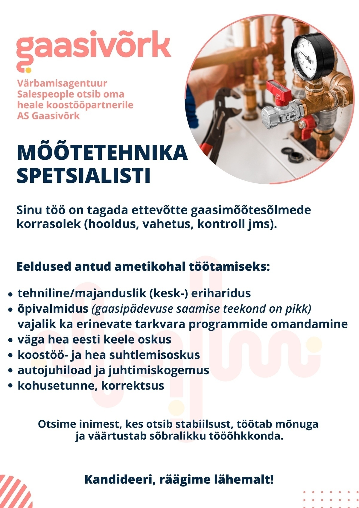 Salespeople OÜ AS Gaasivõrk mõõtetehnika spetsialist