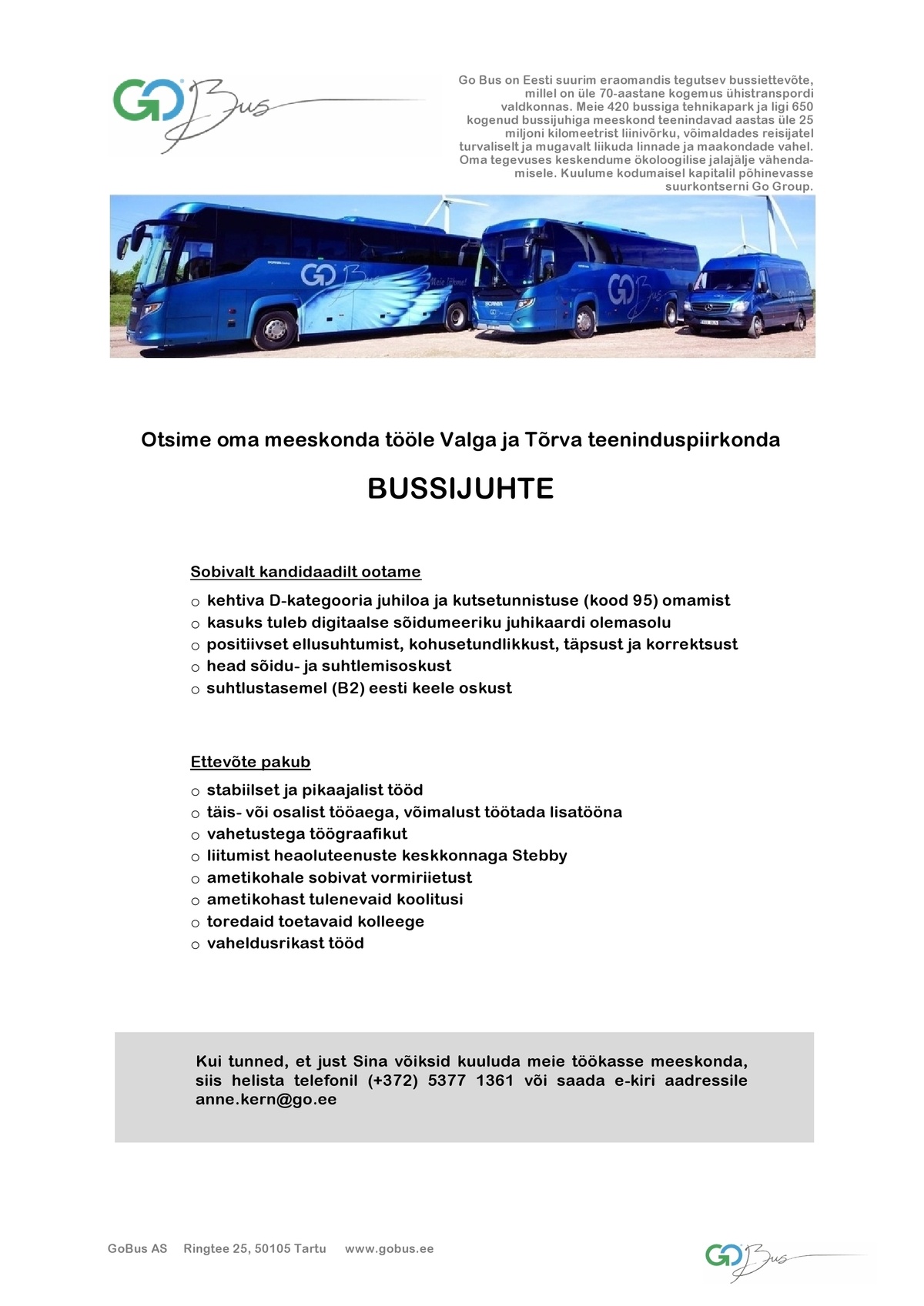 AS GoBus Valga teeninduspiirkonna bussijuht