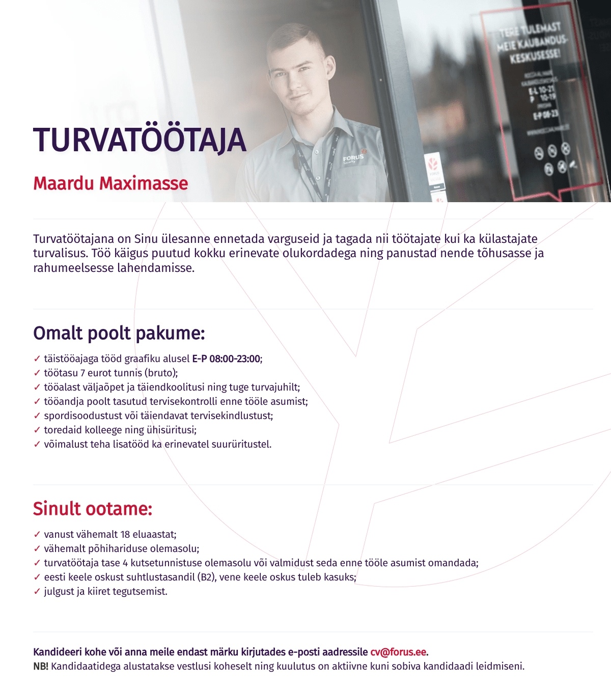 Forus Security AS Turvatöötaja Maardu Maximasse