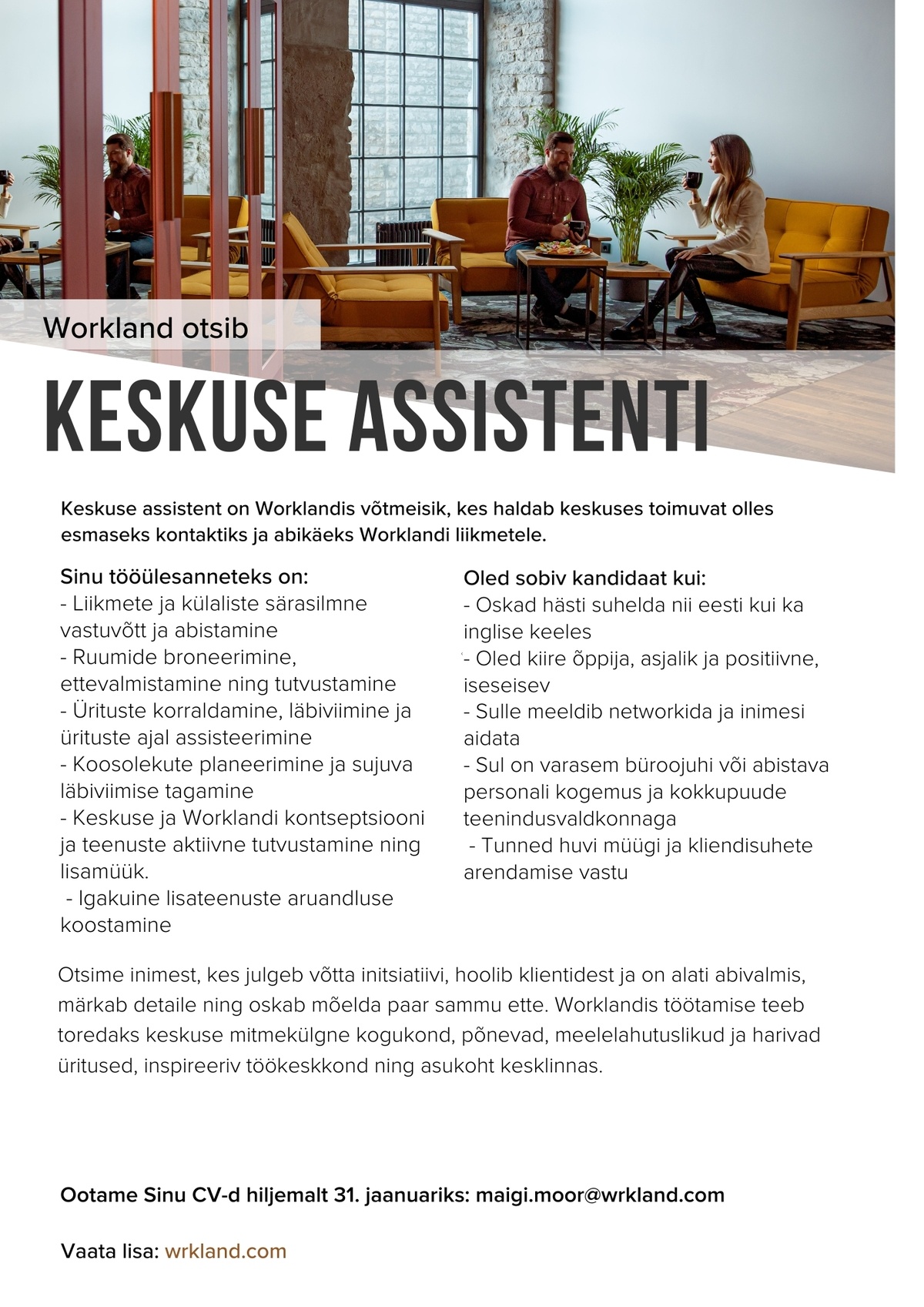 WORKLAND ESTONIA OÜ Bürooassistent