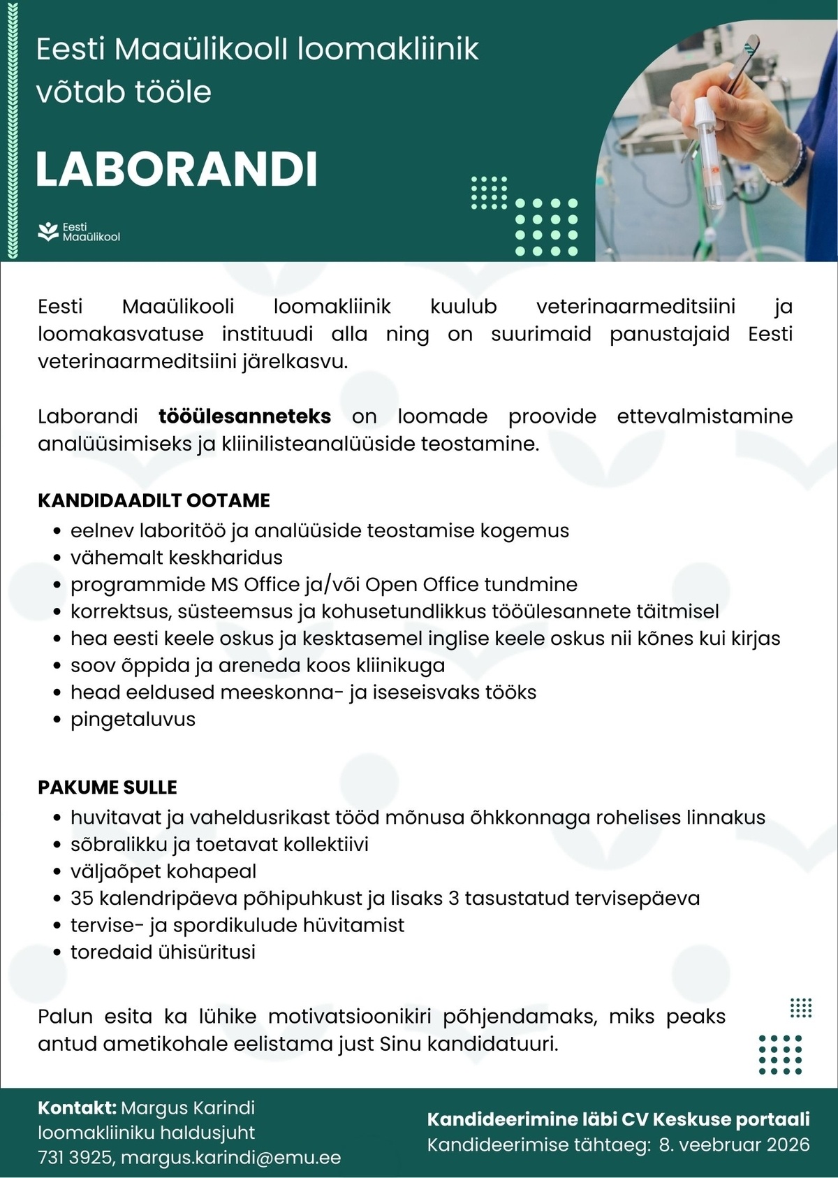 Eesti Maaülikool Laborant