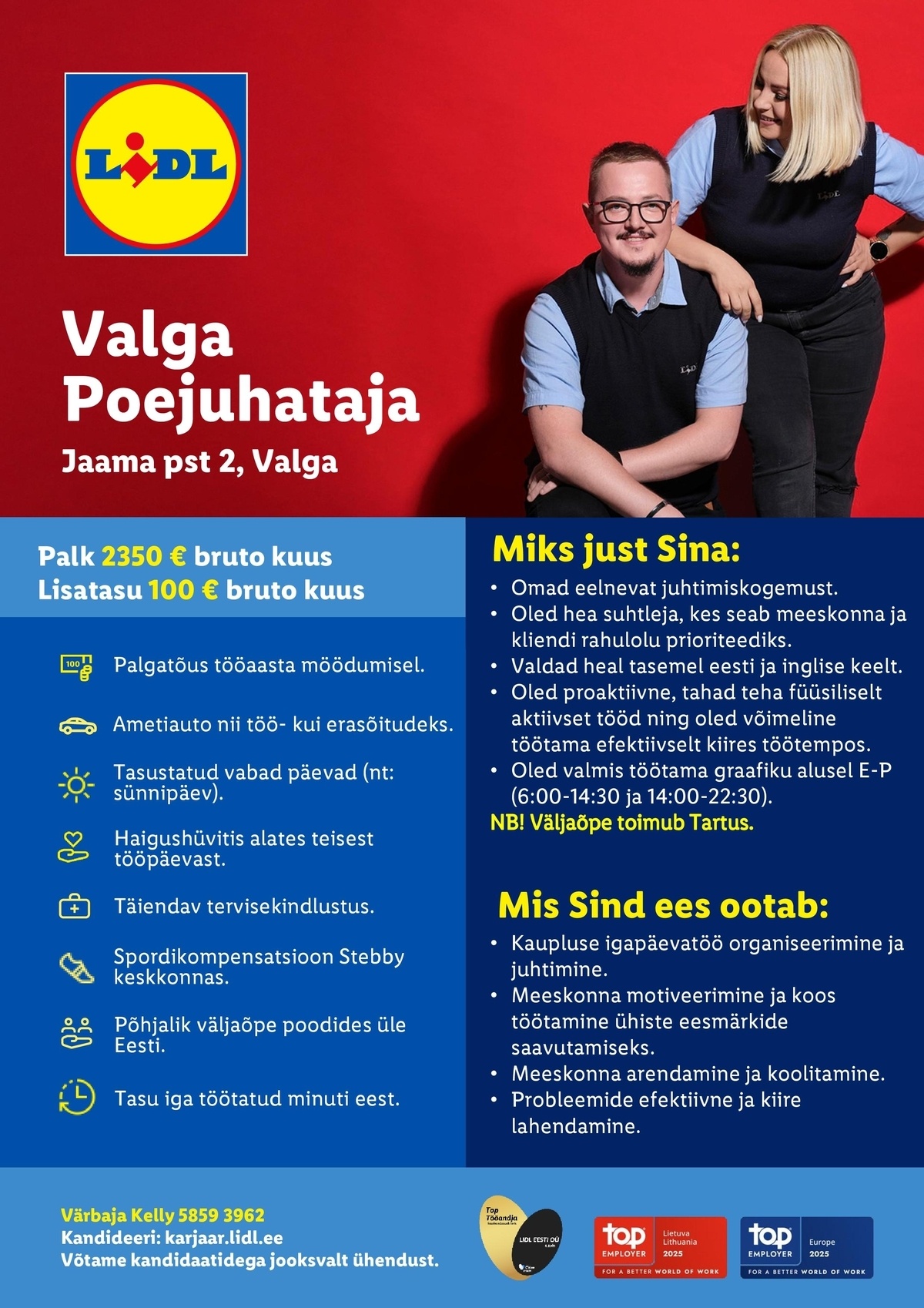 Lidl Eesti OÜ Valga poejuhataja (Jaama pst 2, Valga)