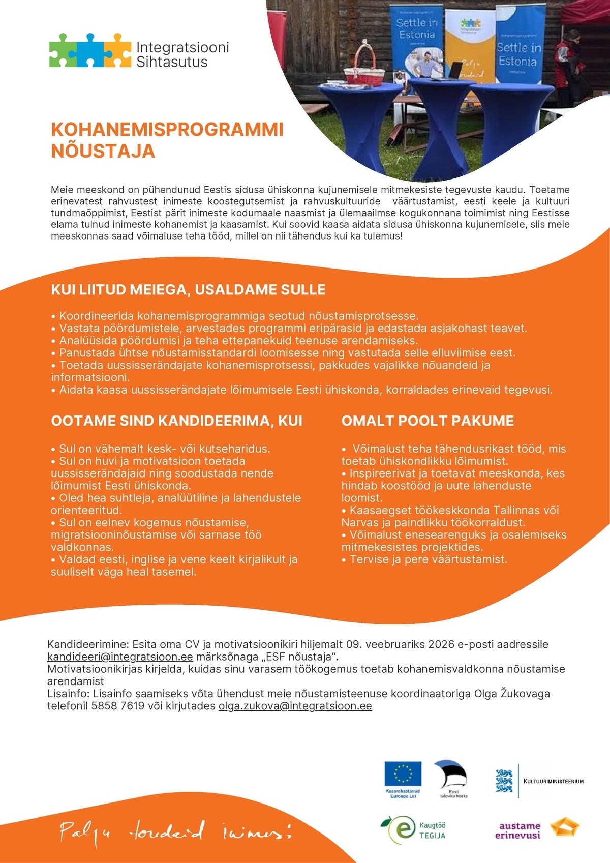 Integratsiooni Sihtasutus Kohanemisprogrammi nõustaja