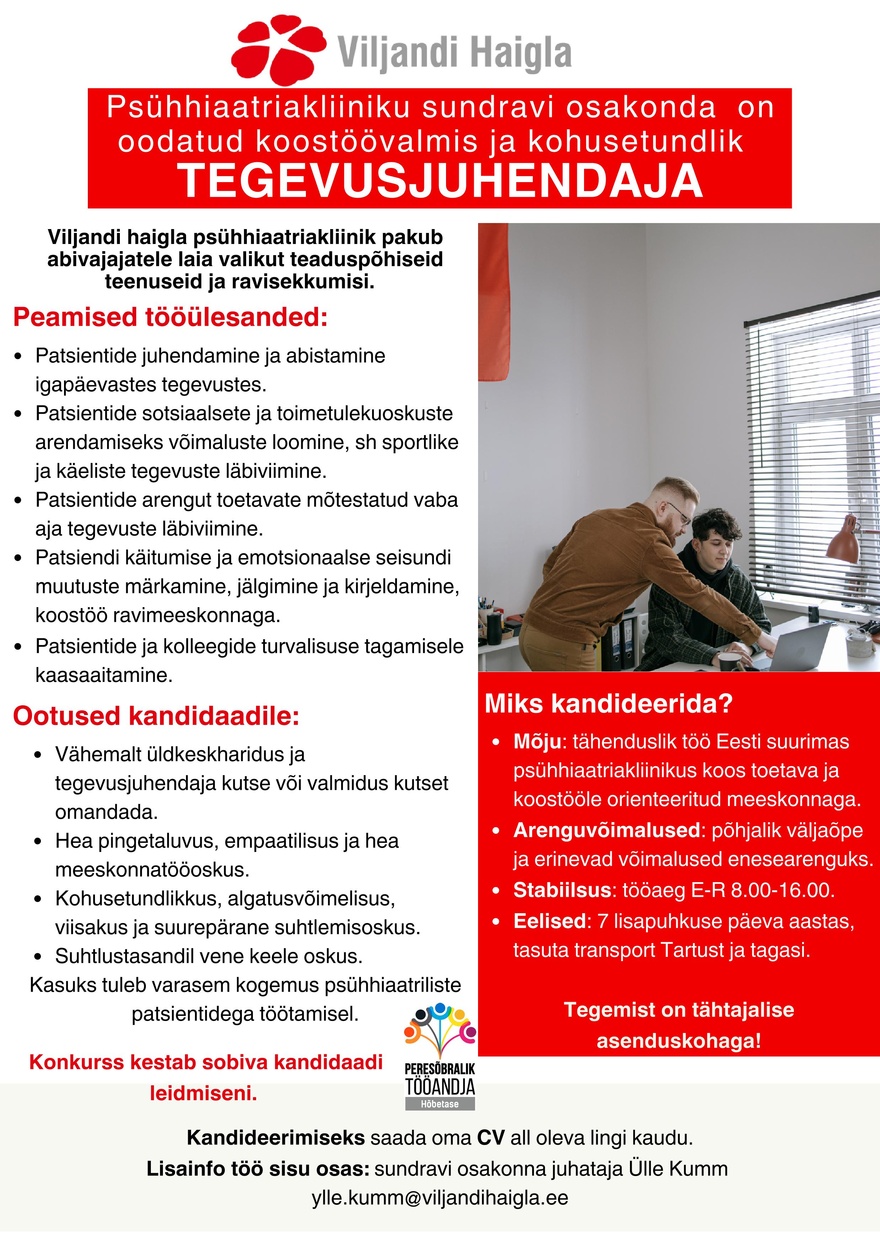 SA Viljandi Haigla Tegevusjuhendaja