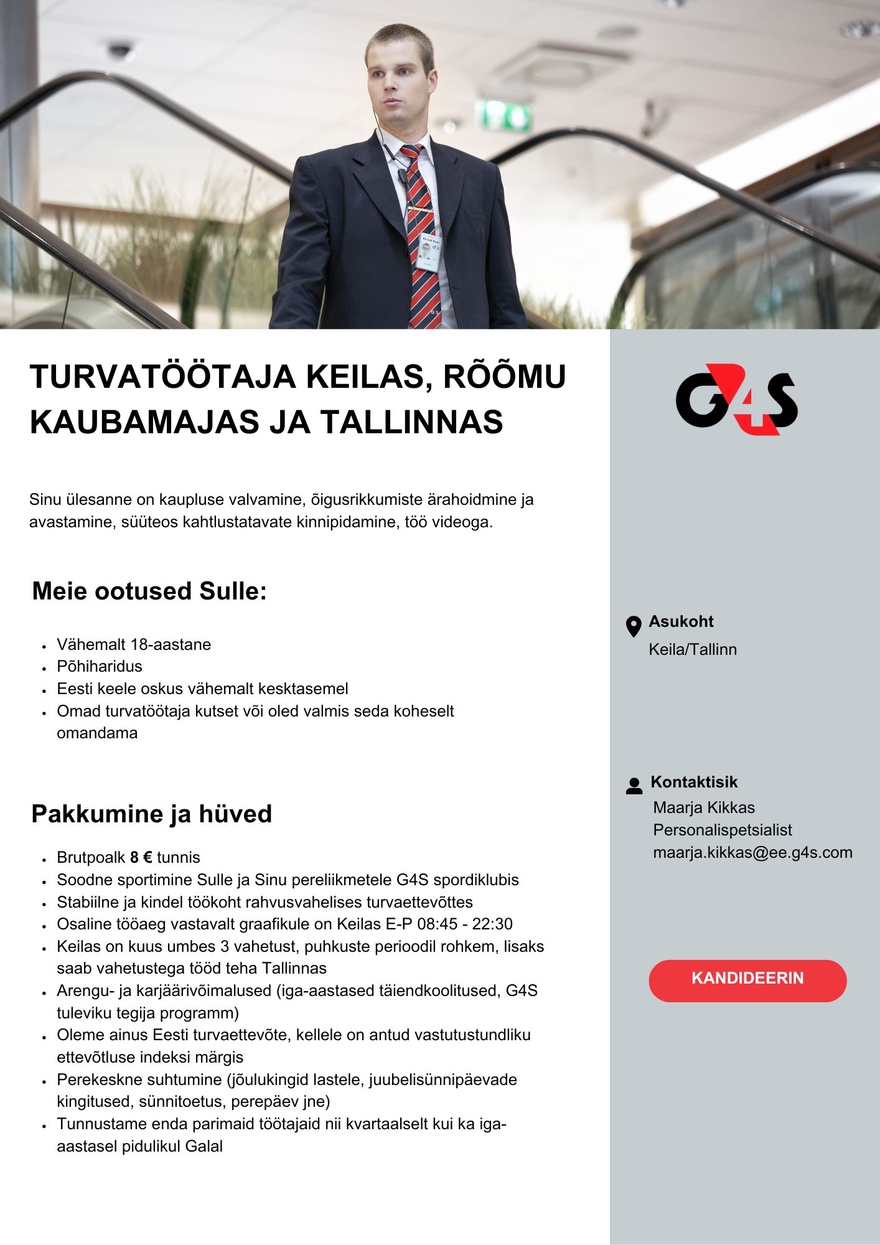 AS G4S Eesti Turvatöötaja Keilas, Rõõmu kaubamajas ja Tallinnas