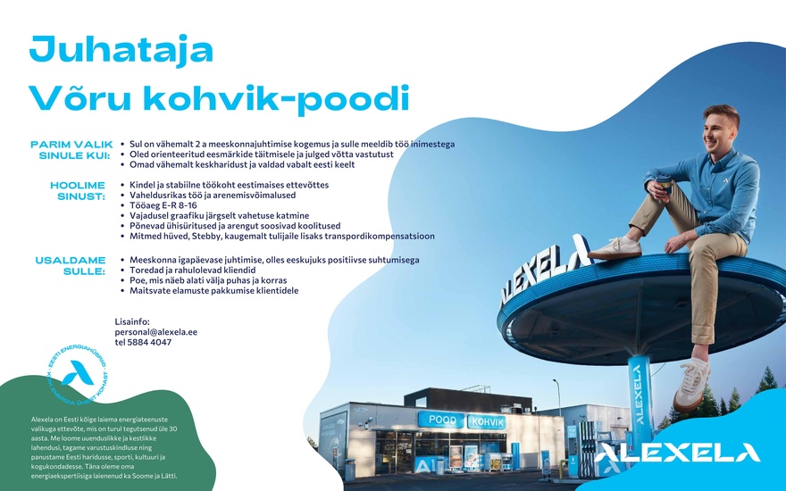 AS Alexela Juhataja Võru kohvik-poodi