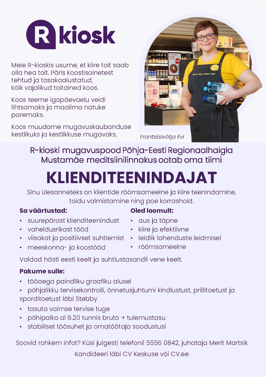 Reitan Convenience Estonia AS Klienditeenindaja PERH Mustamäe meditsiinilinnaku R-kioskisse