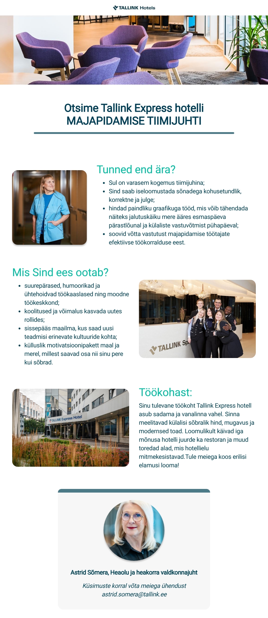 Tallink Grupp AS Tallink Express hotelli majapidamise tiimijuht