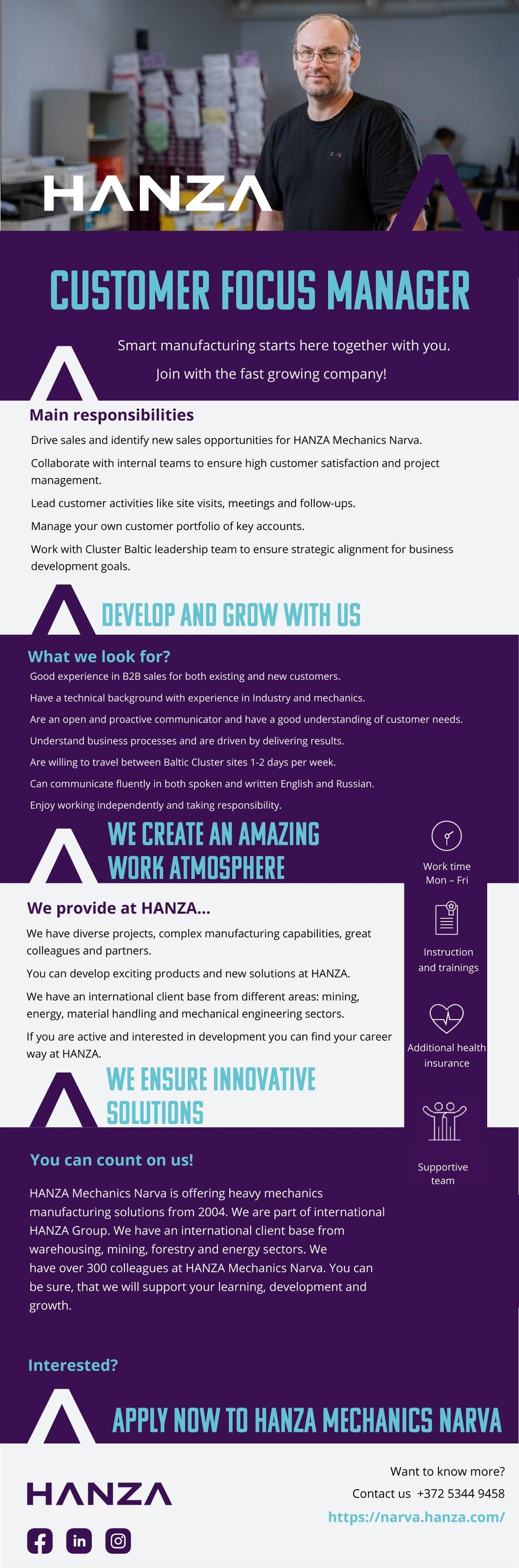 HANZA Mechanics Narva AS Customer Focus Manager