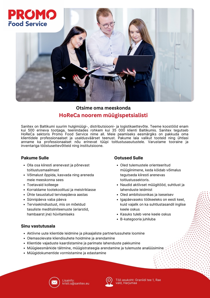 Sanitex OÜ HoReCa noorem müügispetsialist