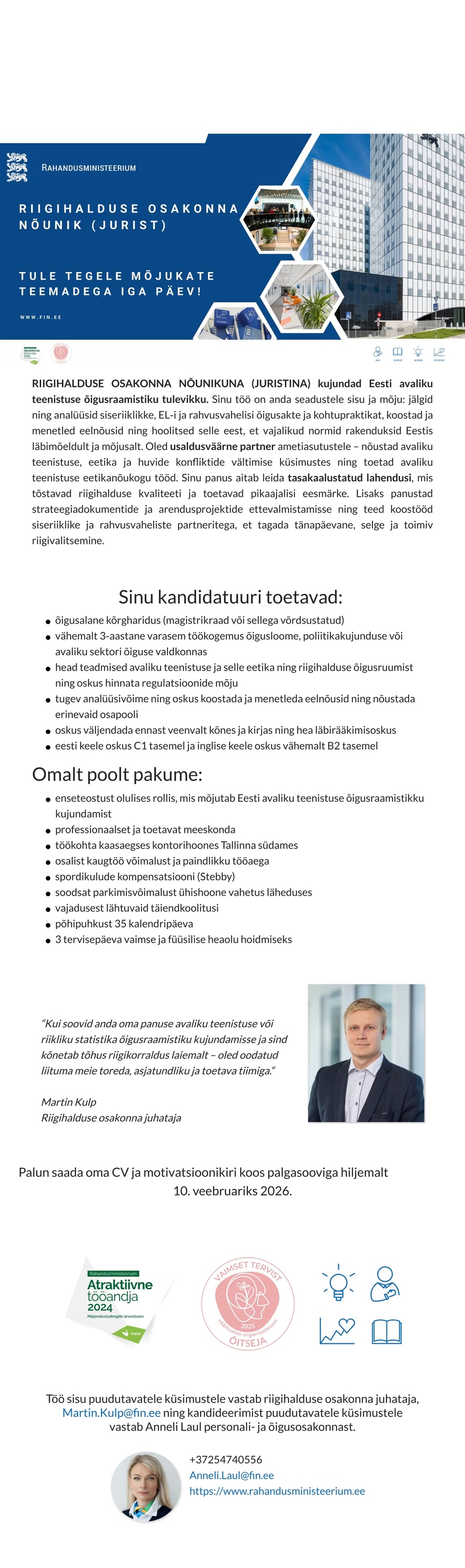 Rahandusministeerium RIHO NÕUNIK (JURIST)