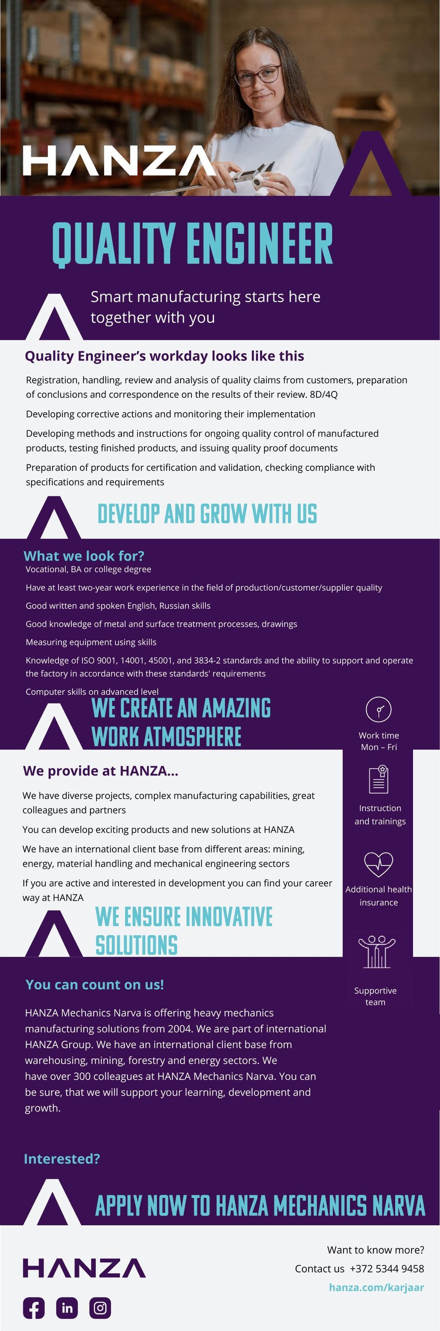 HANZA Mechanics Narva AS Quality Engineer