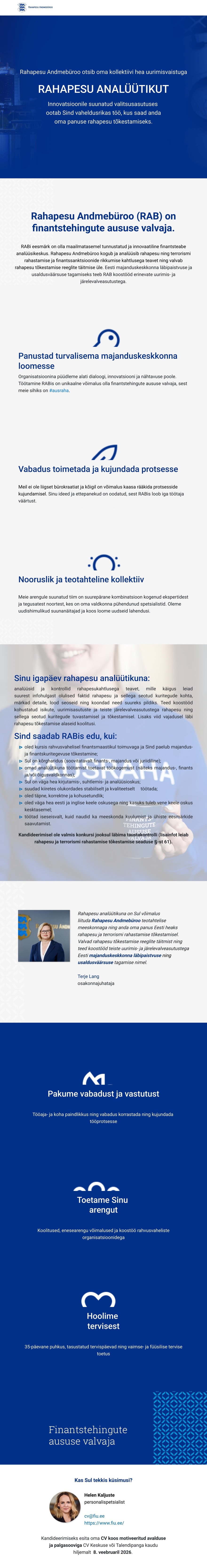 Rahapesu Andmebüroo Analüütik