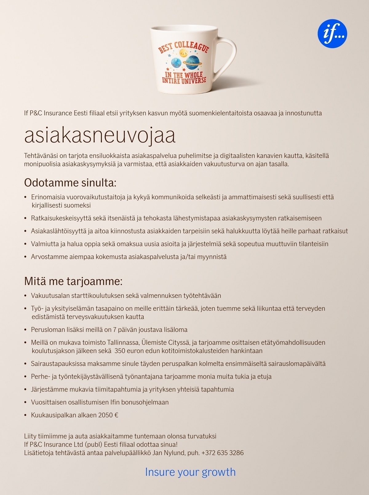 IF P&C Insurance Ltd (publ) Eesti filiaal Asiakasneuvojaa