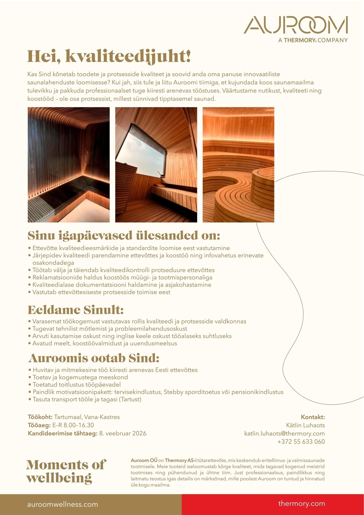 Auroom OÜ Kvaliteedijuht