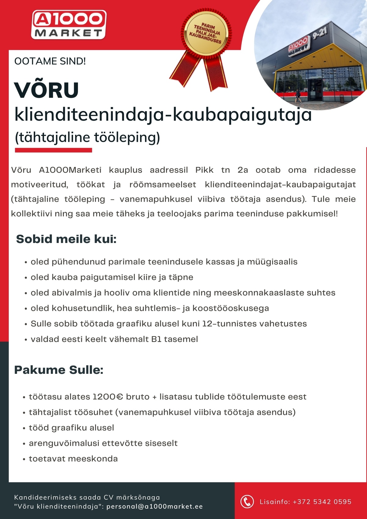 A1M OÜ - A1000Market Klienditeenindaja-kaubapaigutaja